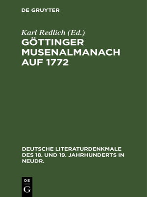 cover image of Göttinger Musenalmanach auf 1772